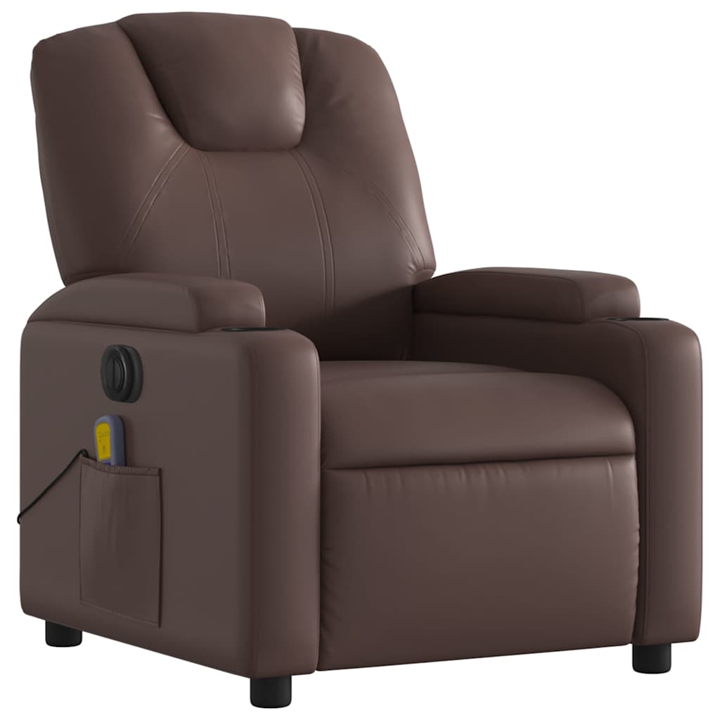 Fauteuil de massage inclinable électrique marron similicuir - XIOS