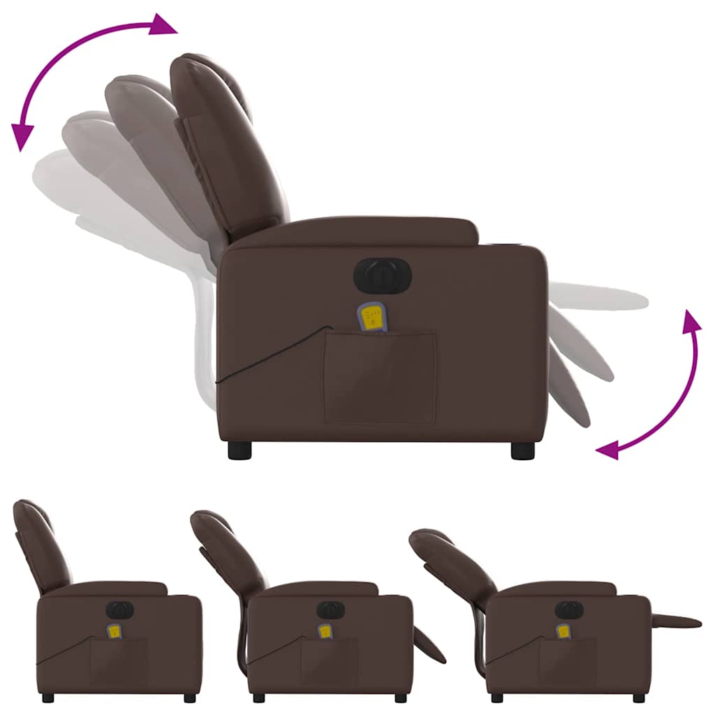 Fauteuil de massage inclinable électrique marron similicuir - XIOS