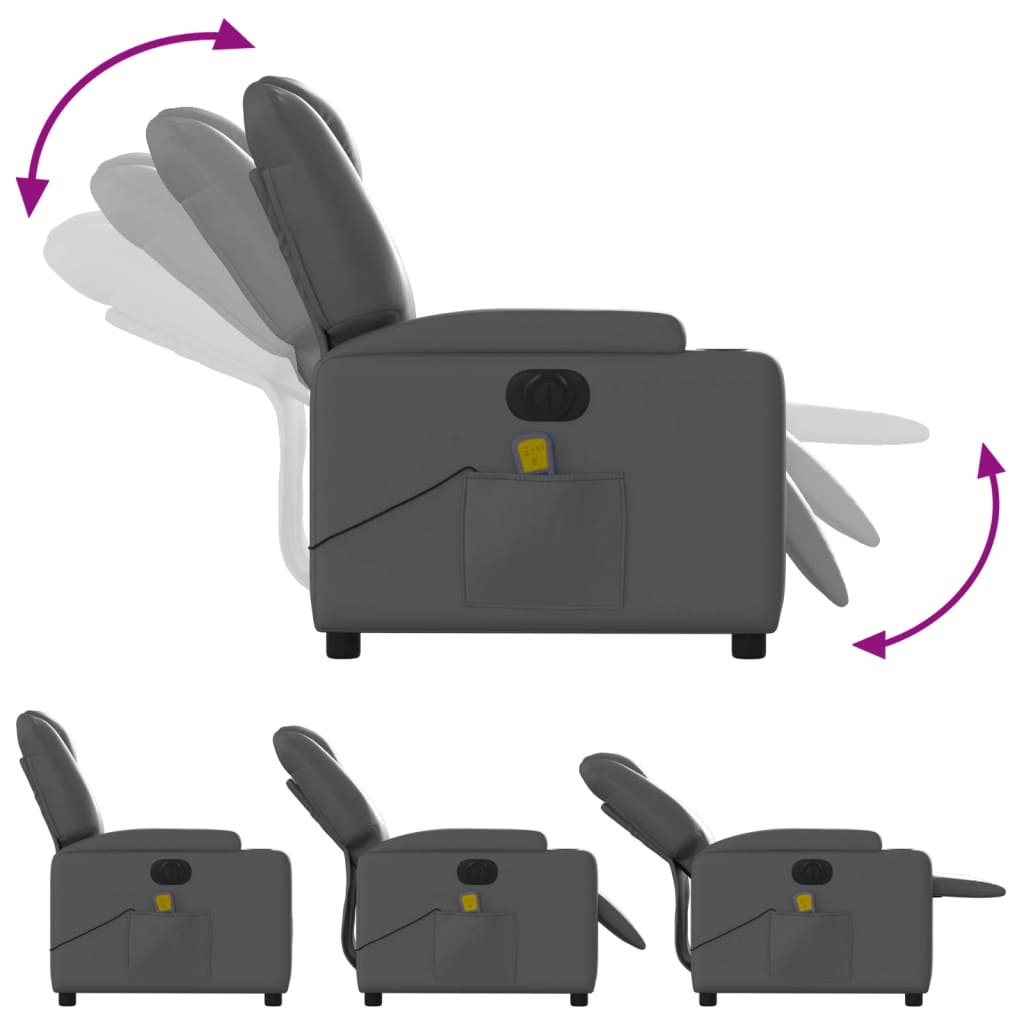 Fauteuil de massage inclinable électrique gris similicuir - XIOS