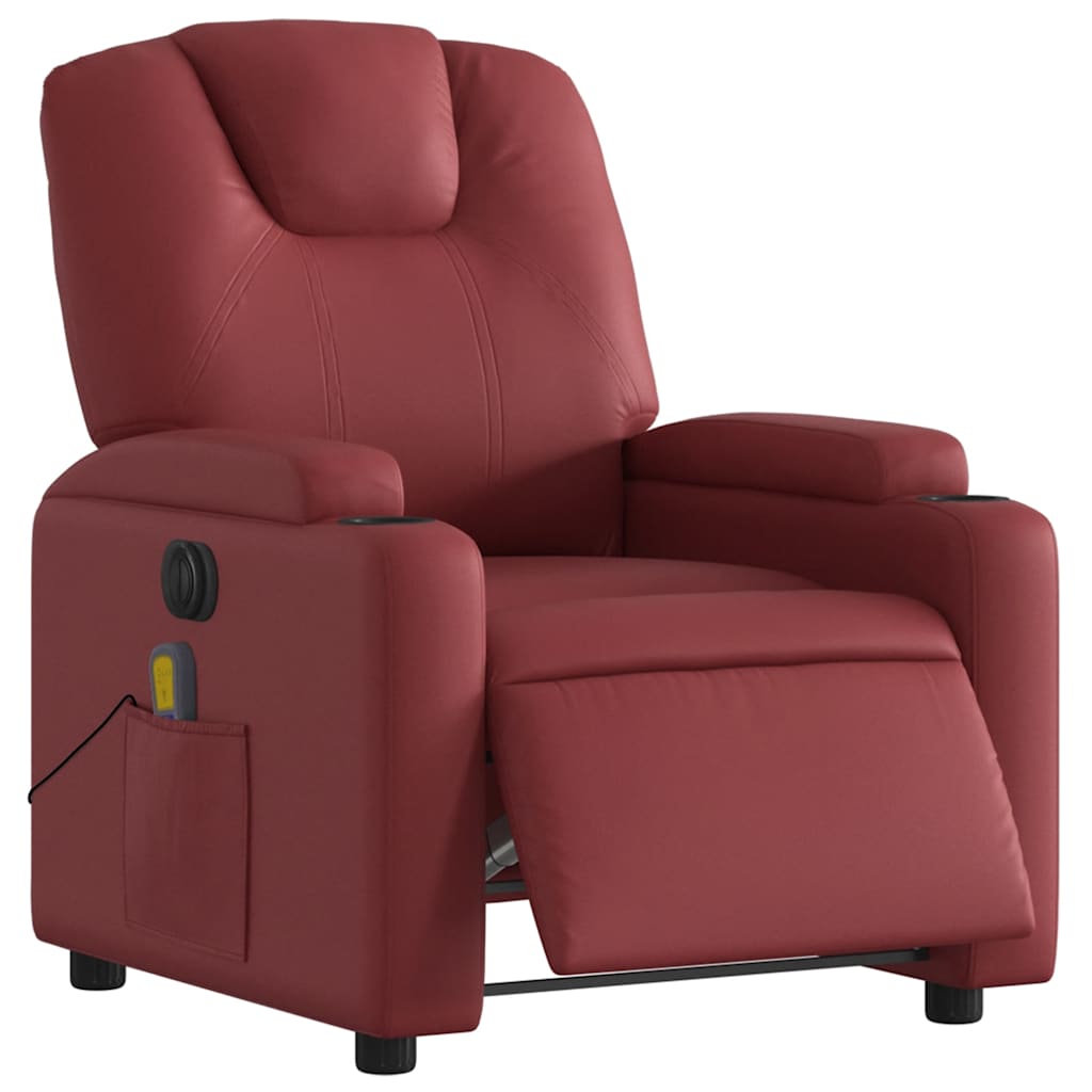 Fauteuil de massage inclinable électrique rouge bordeaux - XIOS