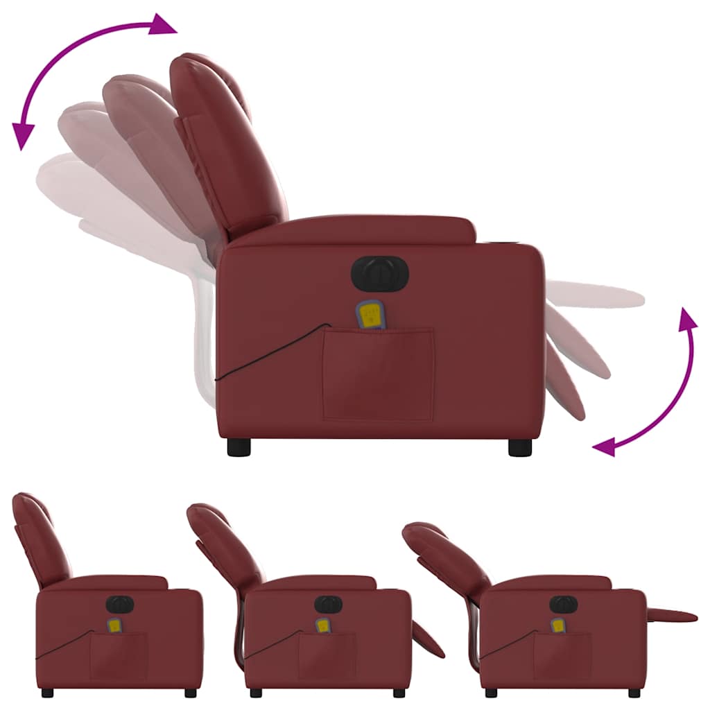 Fauteuil de massage inclinable électrique rouge bordeaux - XIOS
