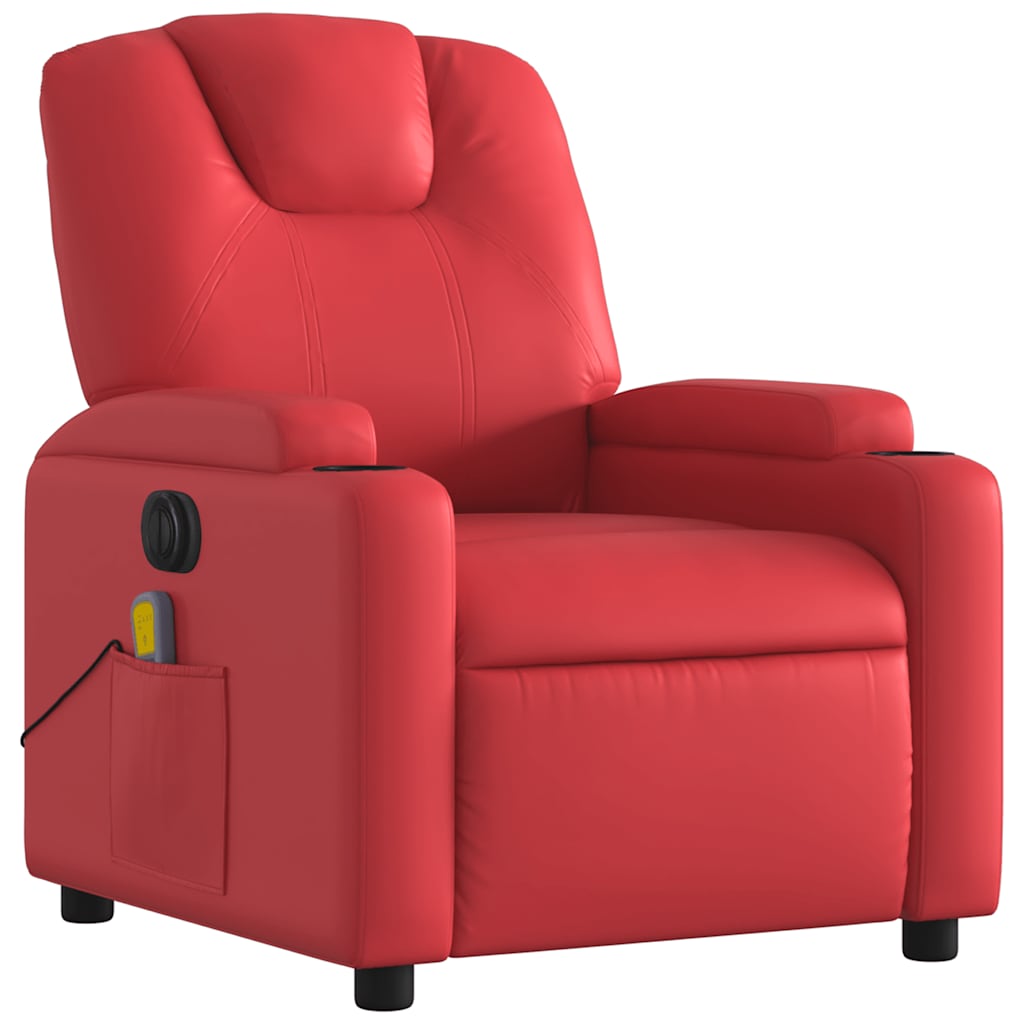 Fauteuil de massage inclinable électrique rouge similicuir - XIOS