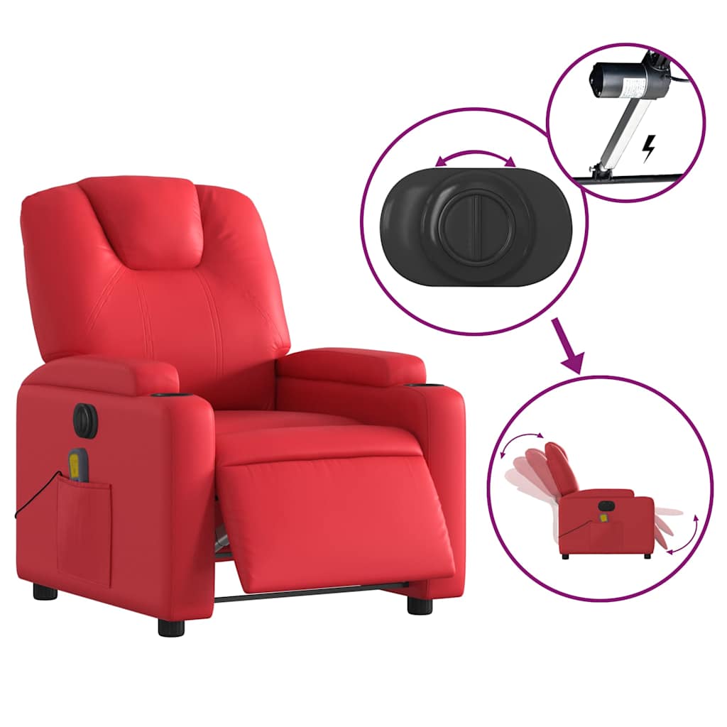 Fauteuil de massage inclinable électrique rouge similicuir - XIOS