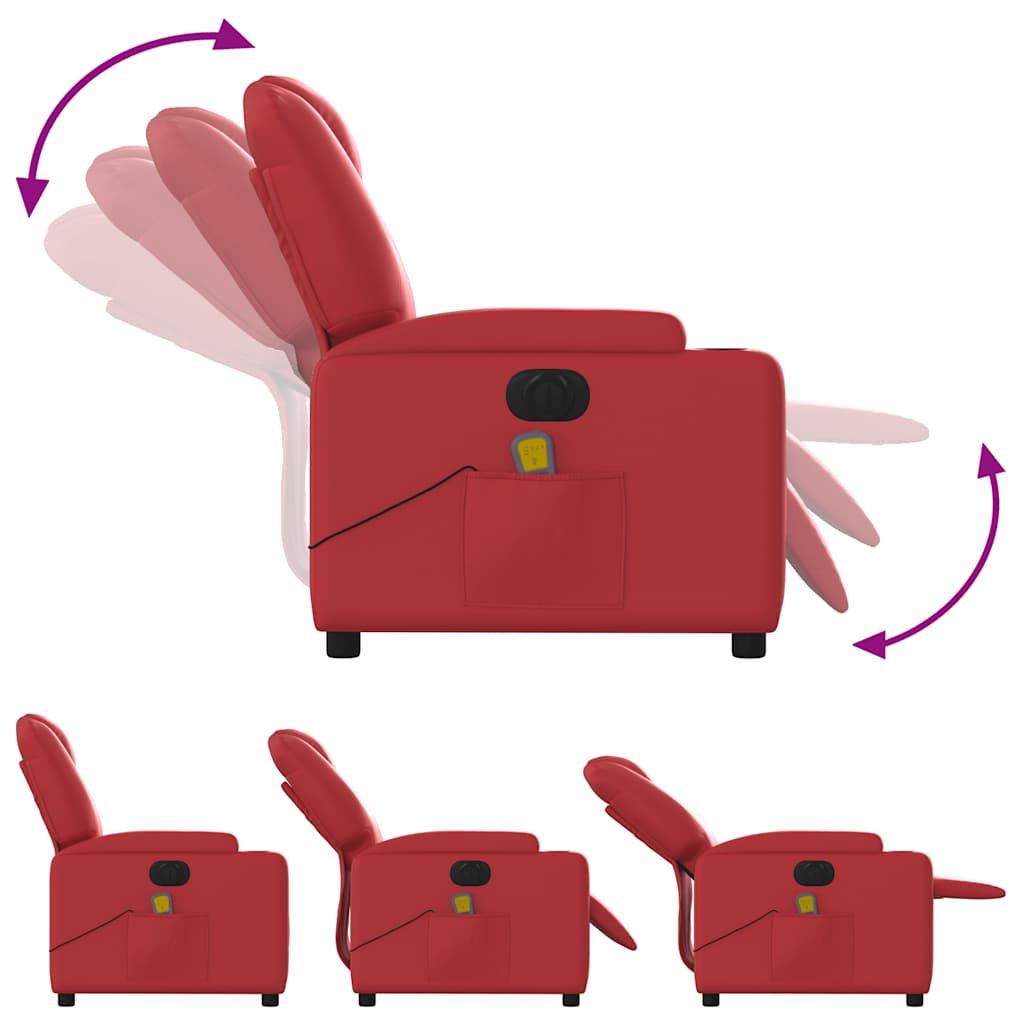 Fauteuil de massage inclinable électrique rouge similicuir - XIOS