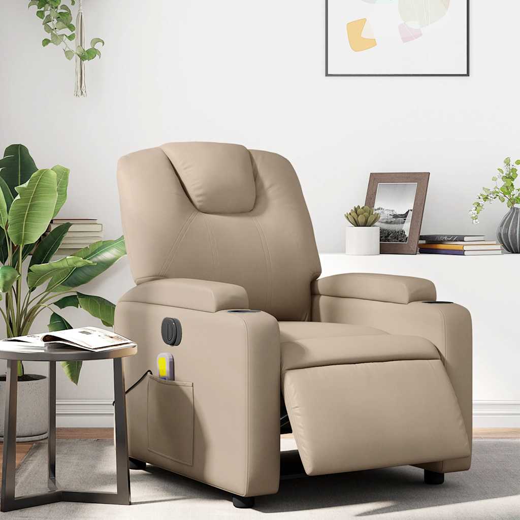 Fauteuil de massage inclinable électrique cappuccino similicuir - XIOS