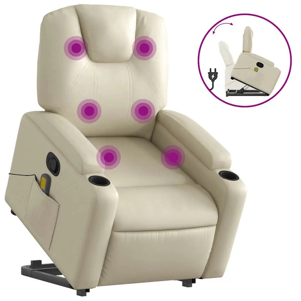 Fauteuil inclinable de massage Crème Similicuir - XIOS