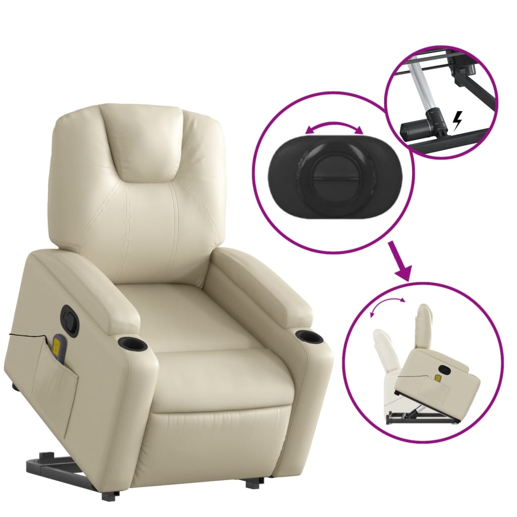 Fauteuil inclinable de massage Crème Similicuir - XIOS