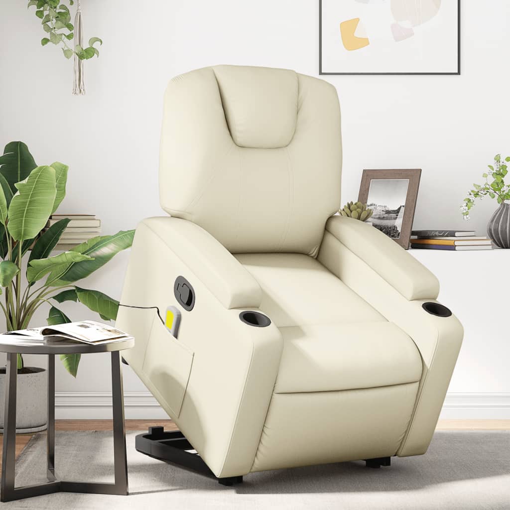 Fauteuil inclinable de massage Crème Similicuir - XIOS