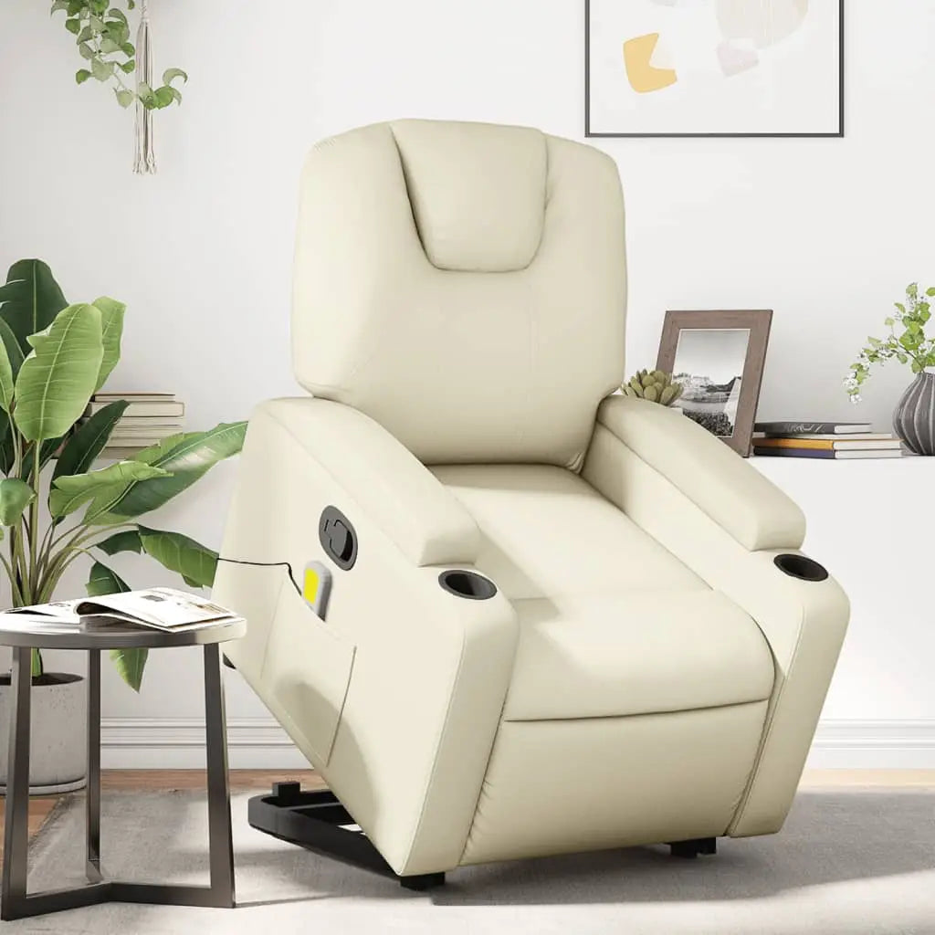 Fauteuil inclinable de massage Crème Similicuir - XIOS