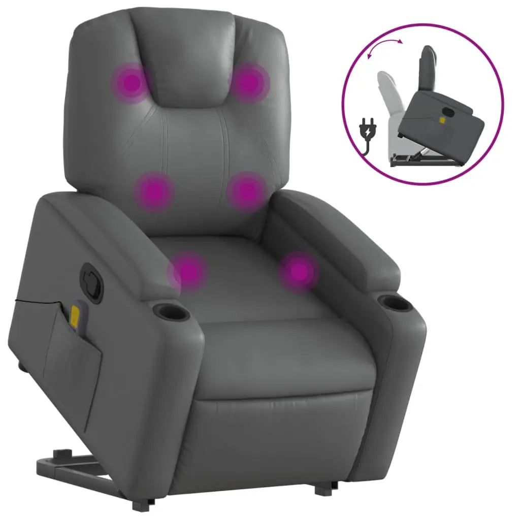 Fauteuil inclinable de massage Gris Similicuir - XIOS
