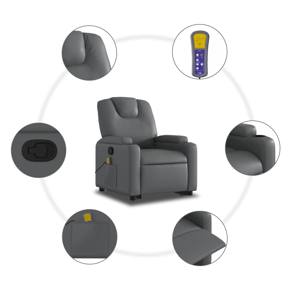 Fauteuil inclinable de massage Gris Similicuir - XIOS