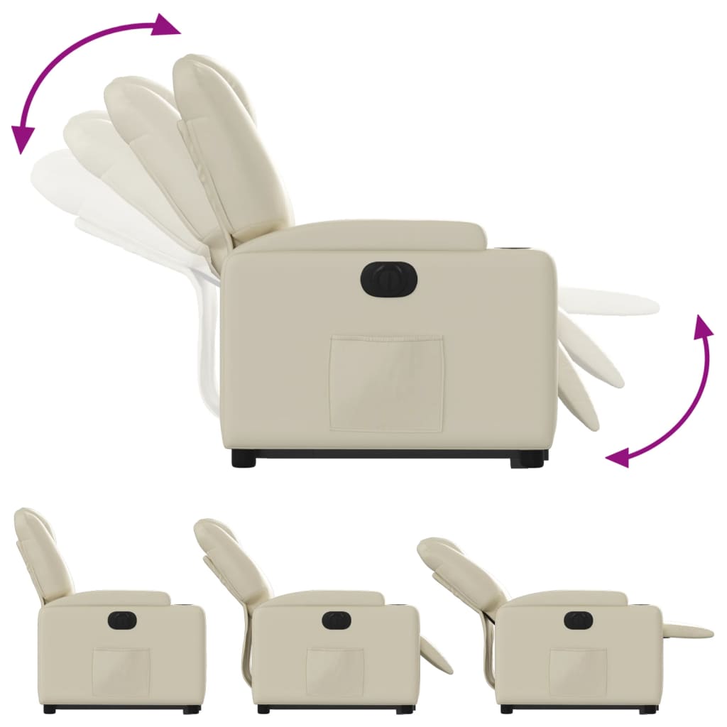 Fauteuil inclinable électrique crème similicuir - XIOS