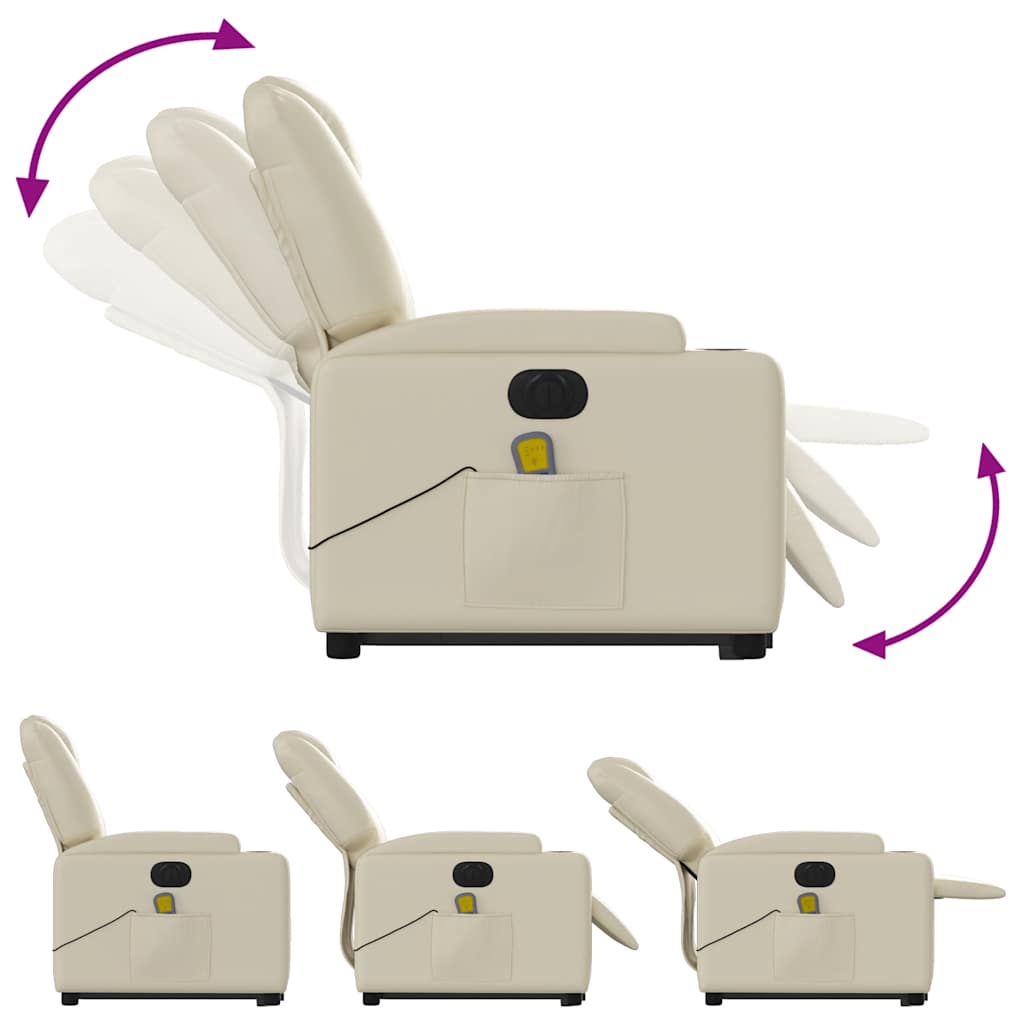 Fauteuil inclinable de massage électrique crème similicuir - XIOS