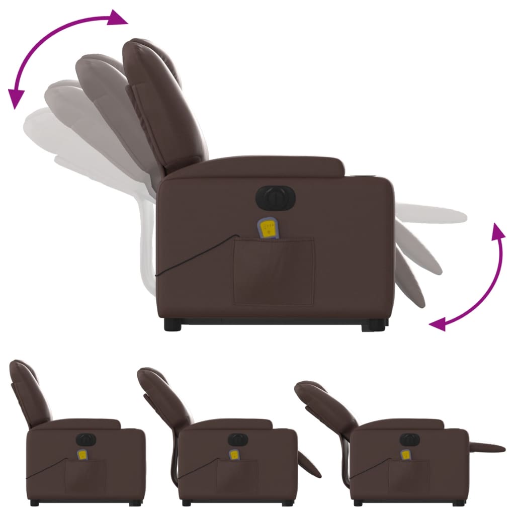 Fauteuil inclinable de massage électrique marron similicuir - XIOS