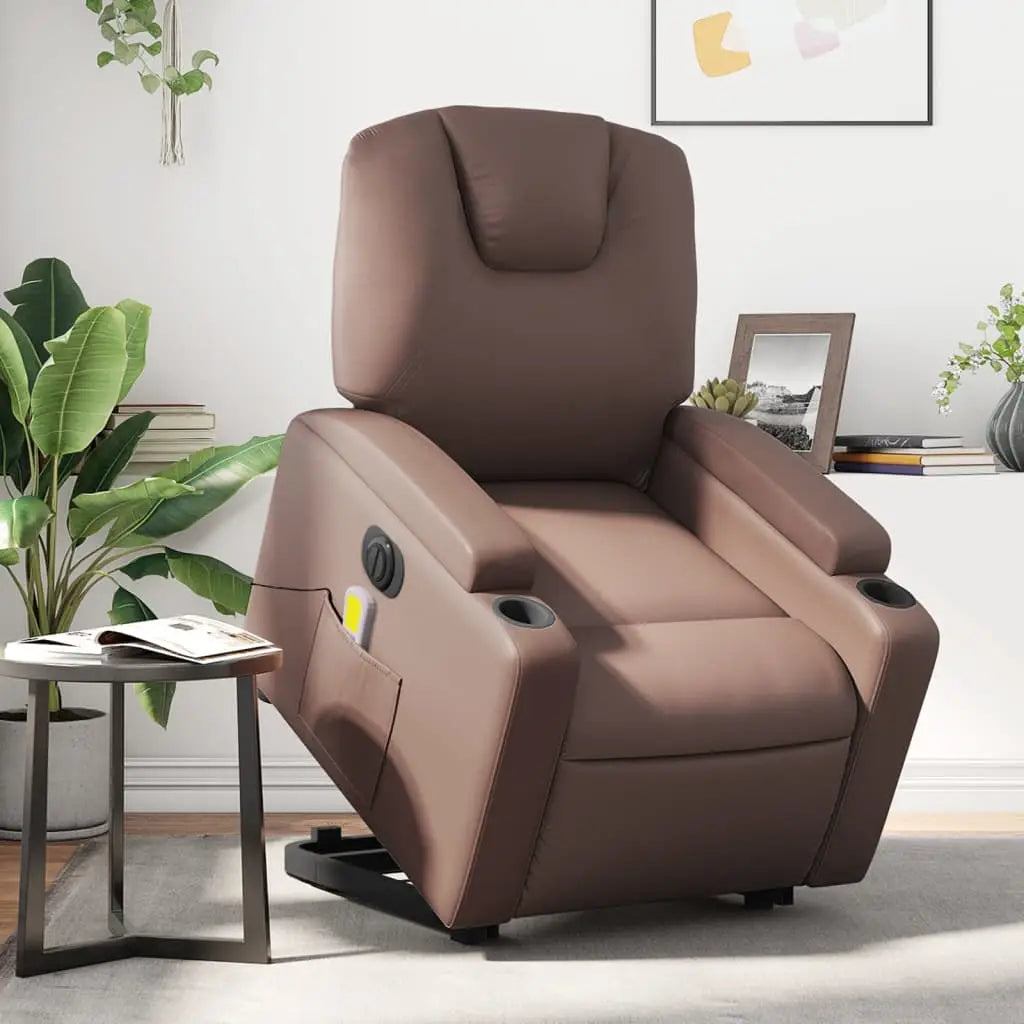 Fauteuil inclinable de massage électrique marron similicuir - XIOS
