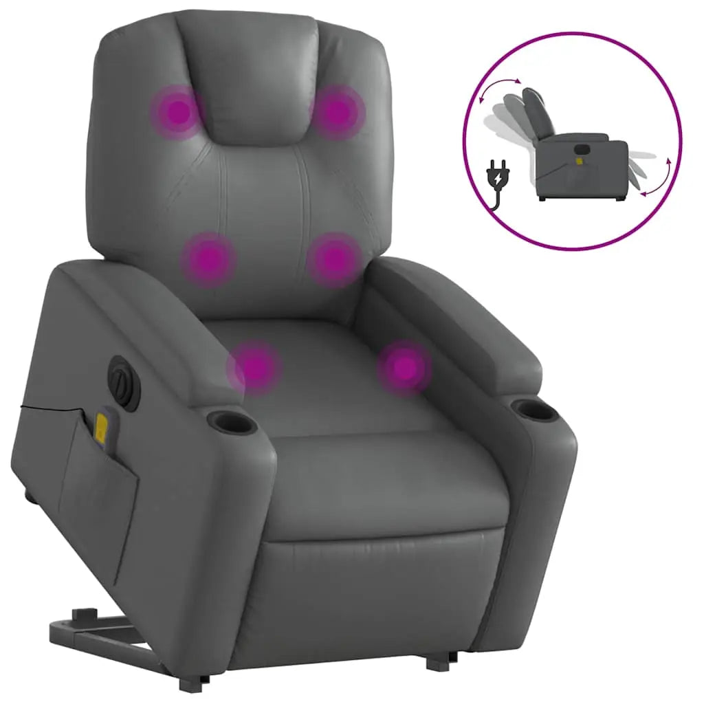 Fauteuil inclinable de massage électrique gris similicuir - XIOS