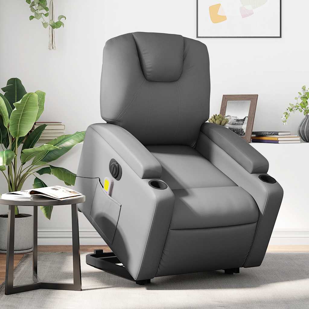 Fauteuil inclinable de massage électrique gris similicuir - XIOS