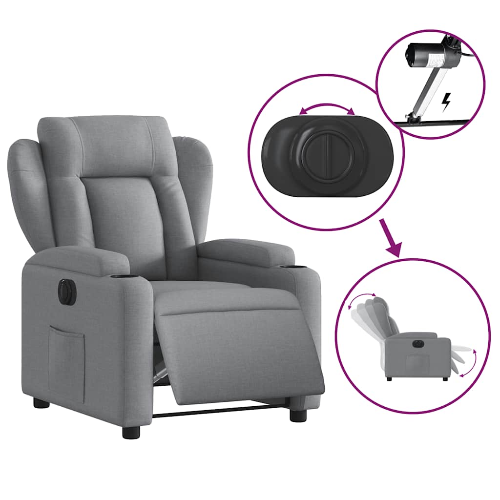 Fauteuil inclinable électrique Gris clair Tissu - XIOS