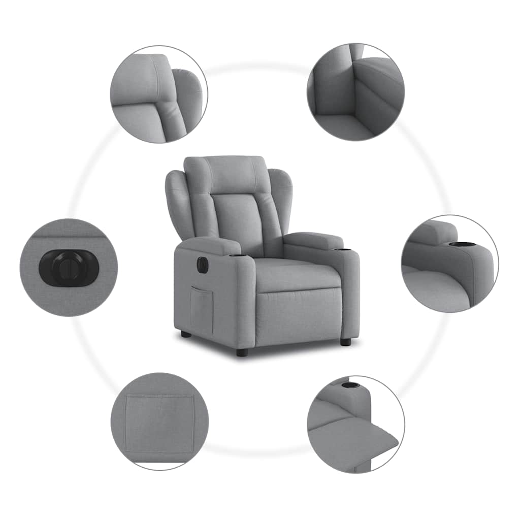 Fauteuil inclinable électrique Gris clair Tissu - XIOS