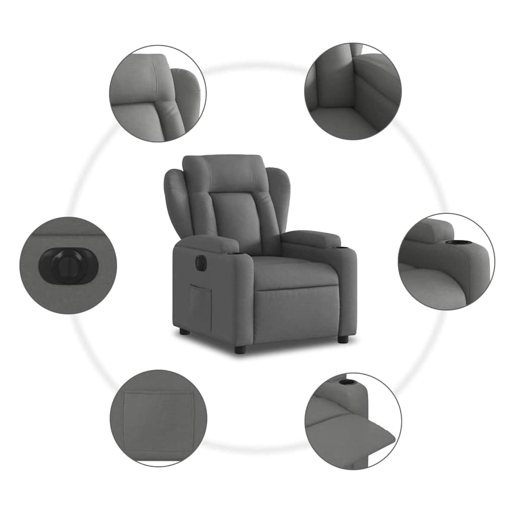 Fauteuil inclinable électrique Gris foncé Tissu - XIOS