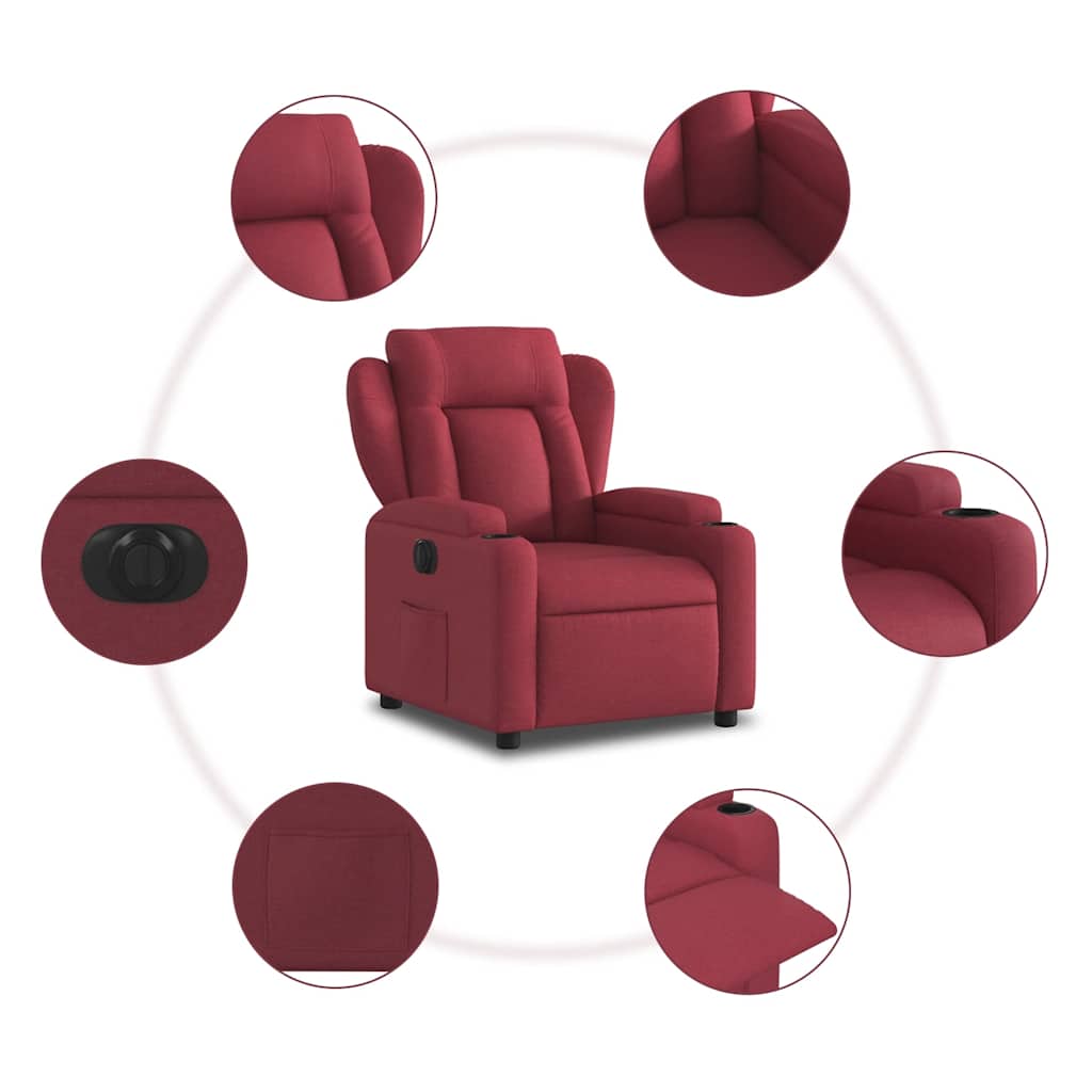 Fauteuil inclinable électrique Rouge bordeaux Tissu - XIOS