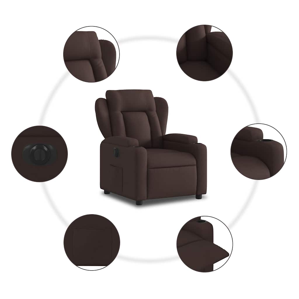 Fauteuil inclinable électrique Marron foncé Tissu - XIOS
