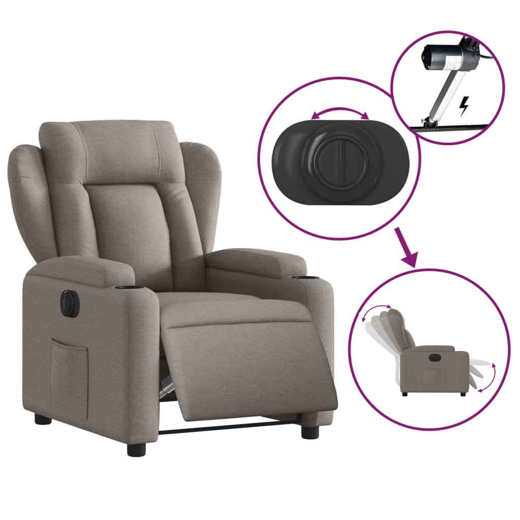 Fauteuil inclinable électrique Taupe Tissu - XIOS