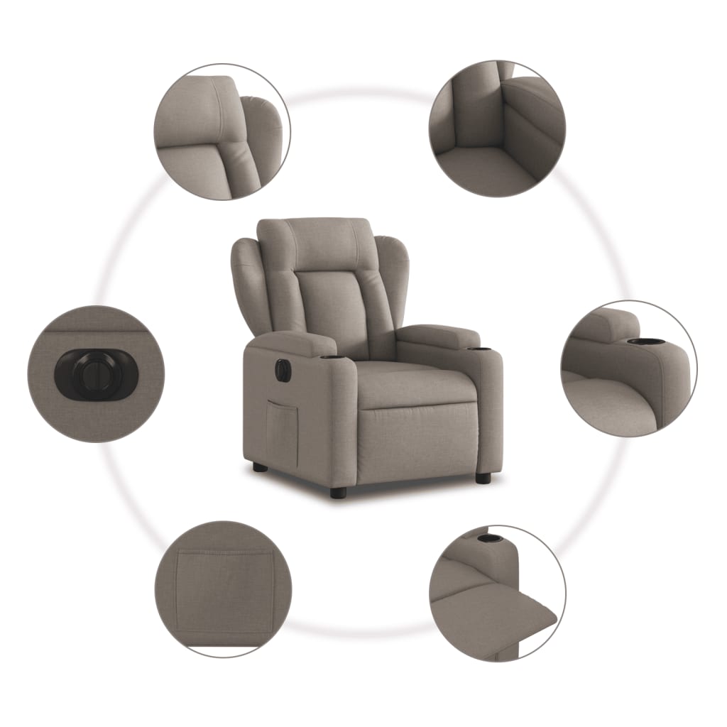 Fauteuil inclinable électrique Taupe Tissu - XIOS
