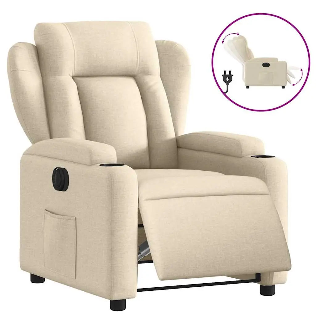 Fauteuil inclinable électrique Crème Tissu - XIOS