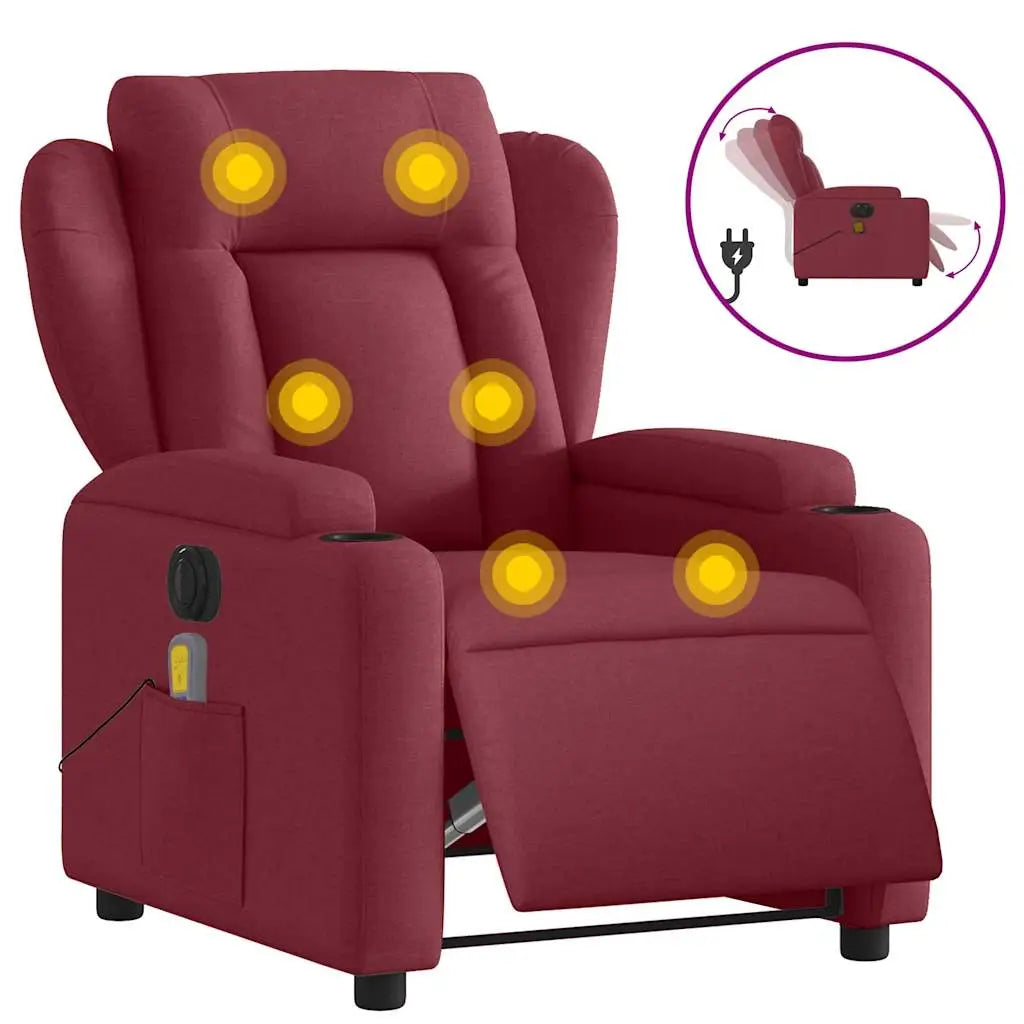 Fauteuil de massage inclinable électrique Rouge bordeaux Tissu - XIOS