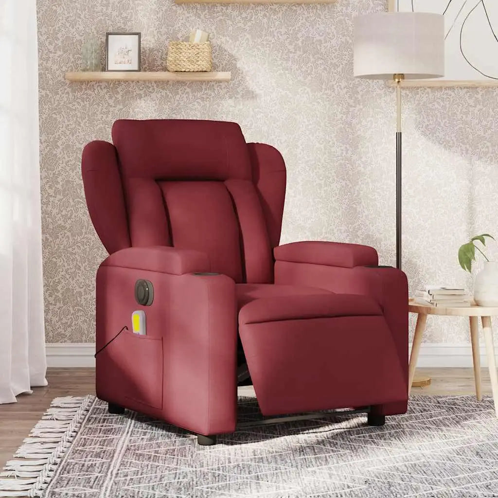 Fauteuil de massage inclinable électrique Rouge bordeaux Tissu - XIOS