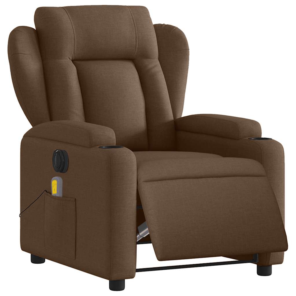 Fauteuil inclinable de massage électrique marron tissu - XIOS