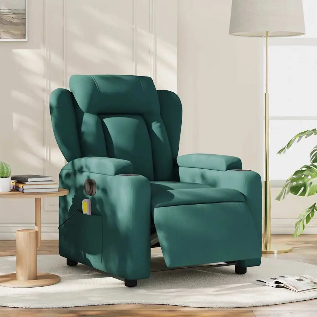 Fauteuil de massage inclinable électrique Vert foncé Tissu - XIOS
