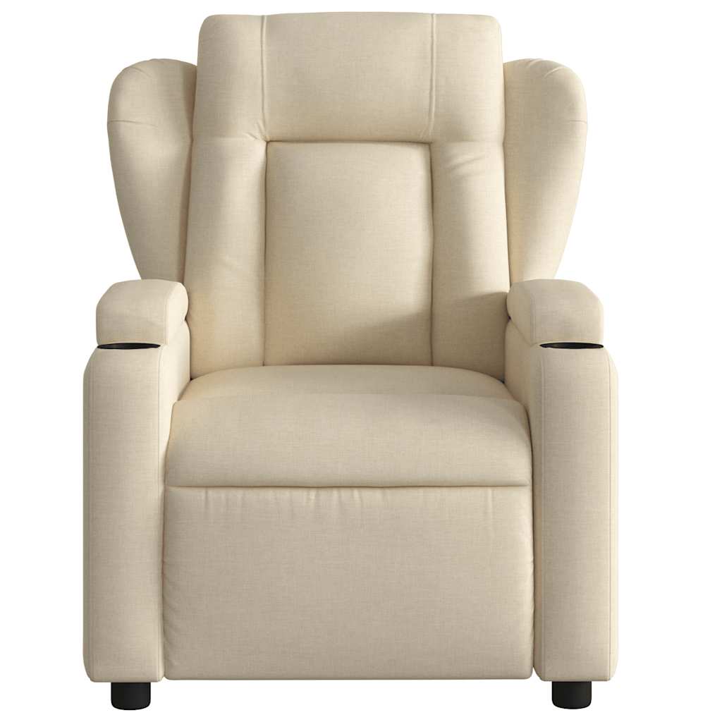 Fauteuil inclinable de massage électrique crème tissu - XIOS