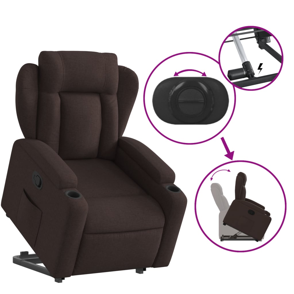Fauteuil inclinable marron foncé tissu - XIOS