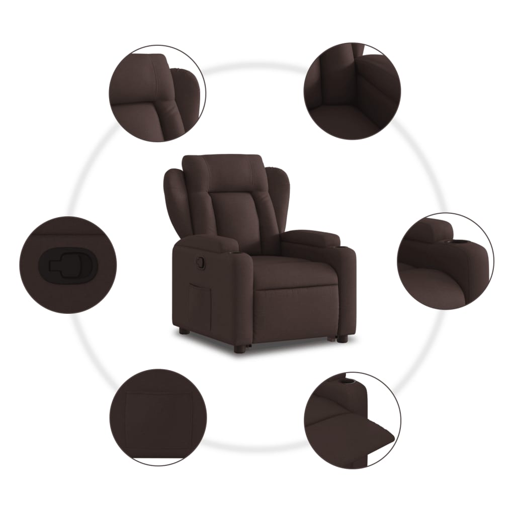 Fauteuil inclinable marron foncé tissu - XIOS