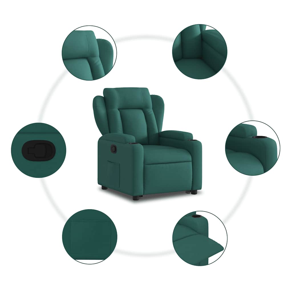 Fauteuil inclinable vert foncé tissu - XIOS