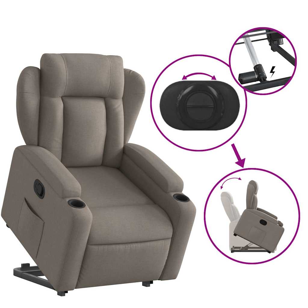 Fauteuil inclinable taupe tissu - XIOS