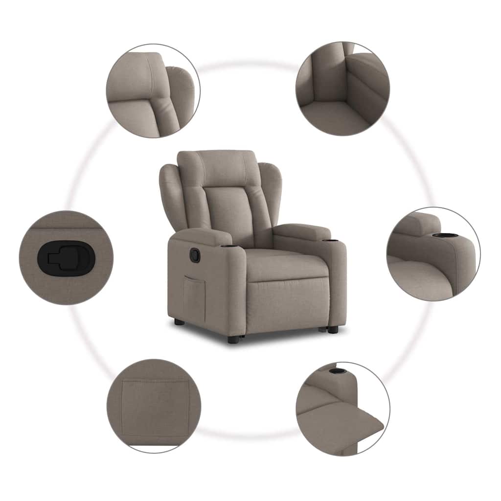 Fauteuil inclinable taupe tissu - XIOS