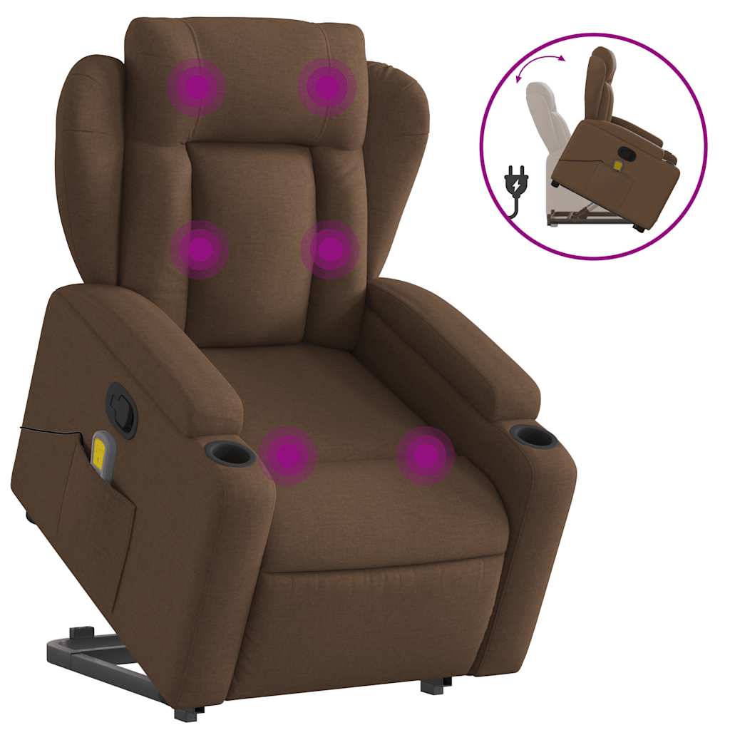 Fauteuil de massage inclinable Marron Tissu