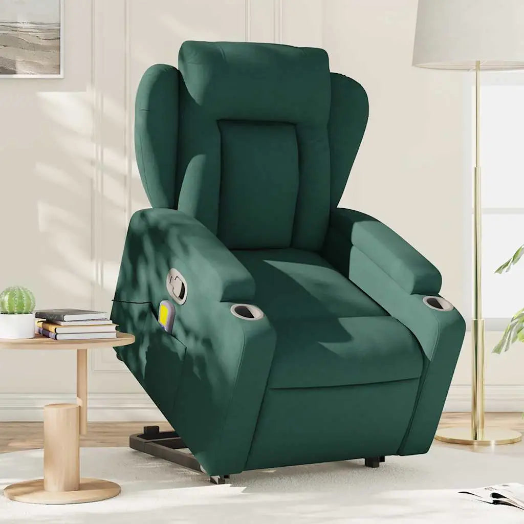 Fauteuil inclinable de massage Vert foncé Tissu - XIOS