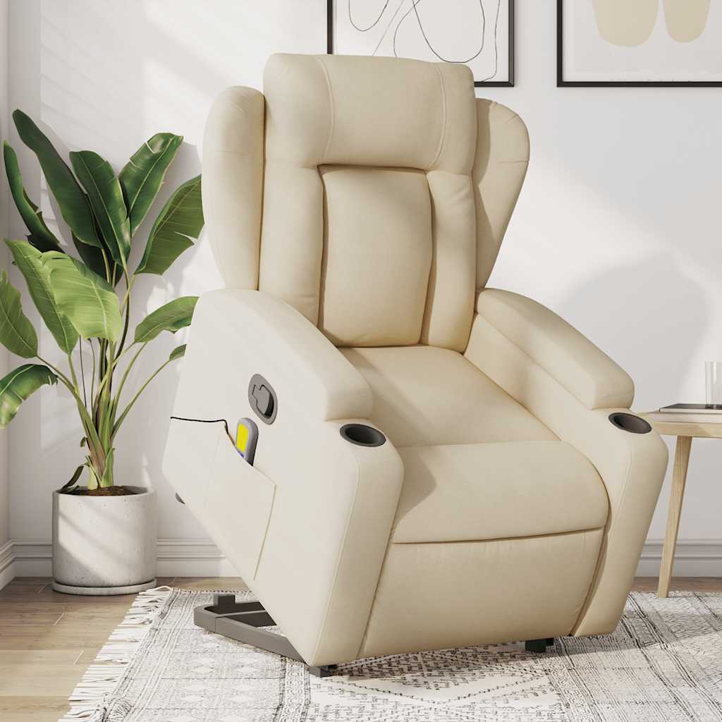 Fauteuil inclinable de massage Crème Tissu Fauteuils vidaXL