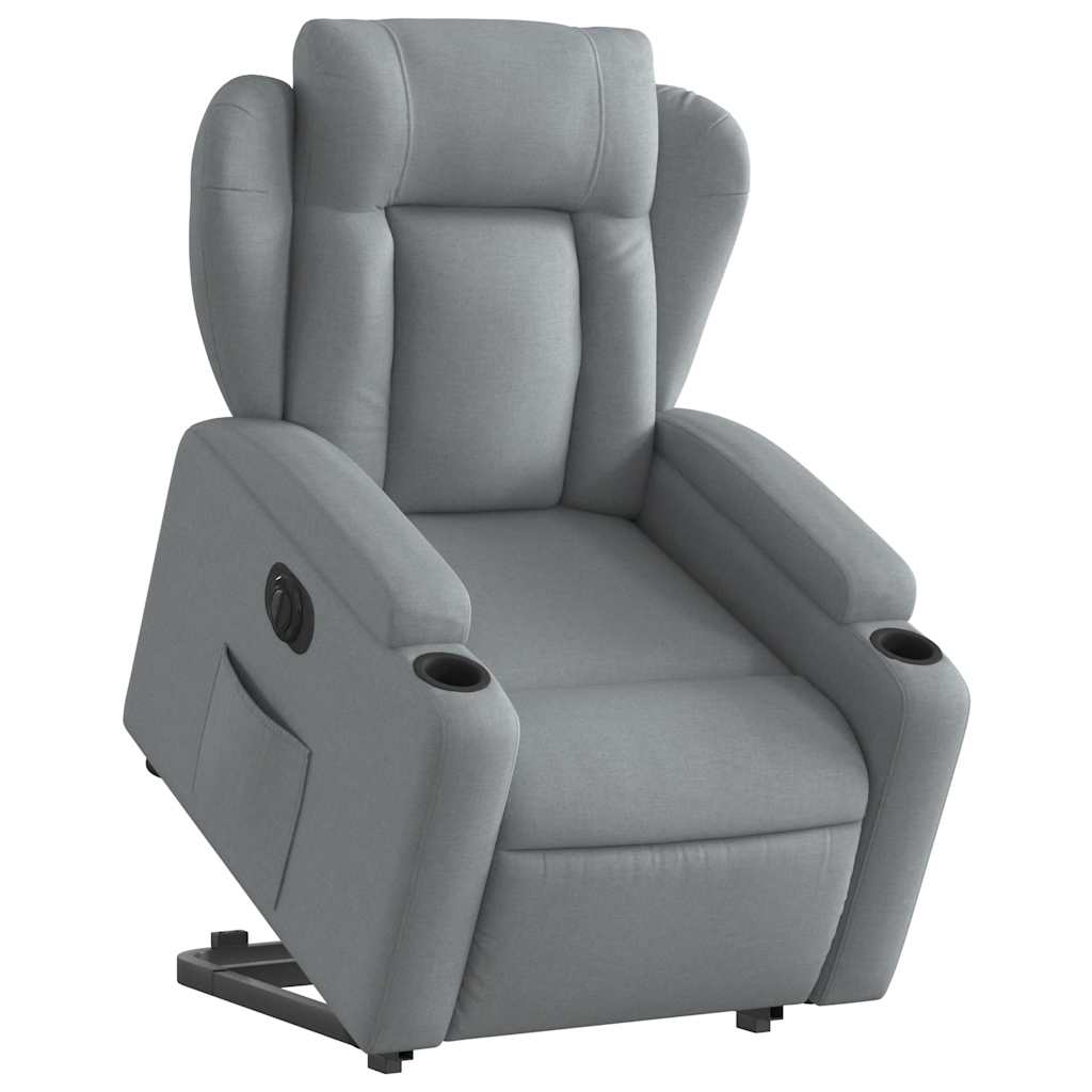 Fauteuil inclinable électrique gris clair tissu - XIOS