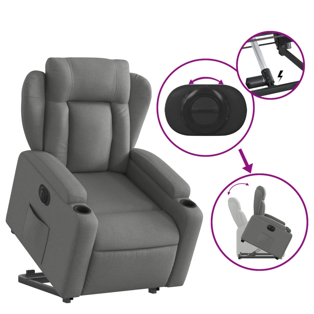 Fauteuil inclinable électrique gris foncé tissu - XIOS