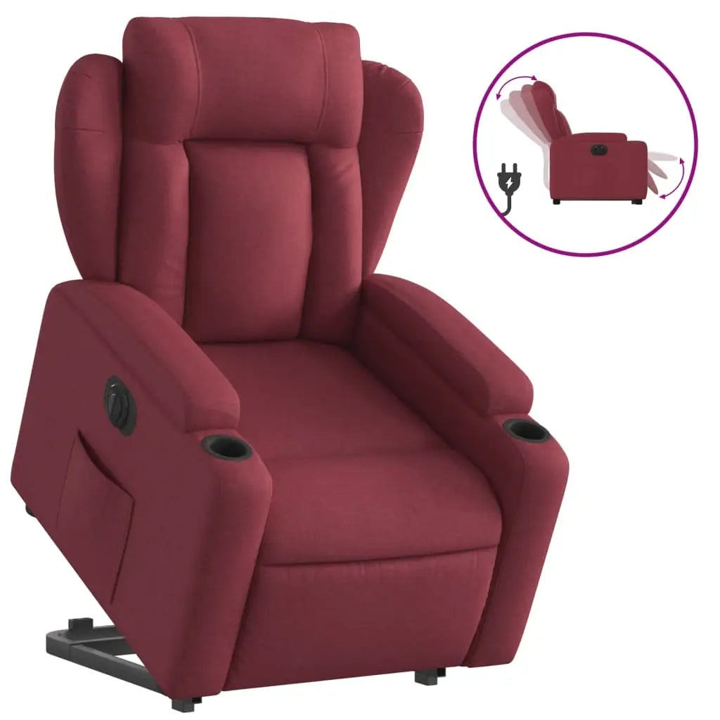 Fauteuil inclinable électrique rouge bordeaux tissu - XIOS