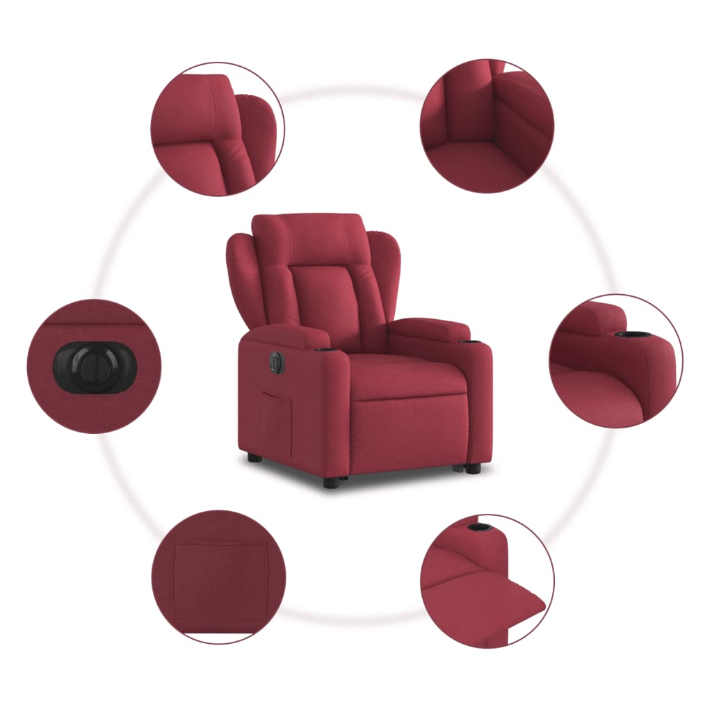 Fauteuil inclinable électrique rouge bordeaux tissu - XIOS