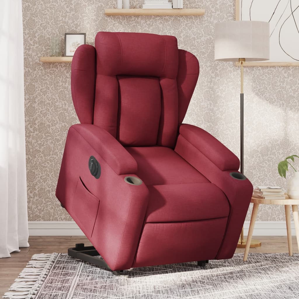 Fauteuil inclinable électrique rouge bordeaux tissu - XIOS
