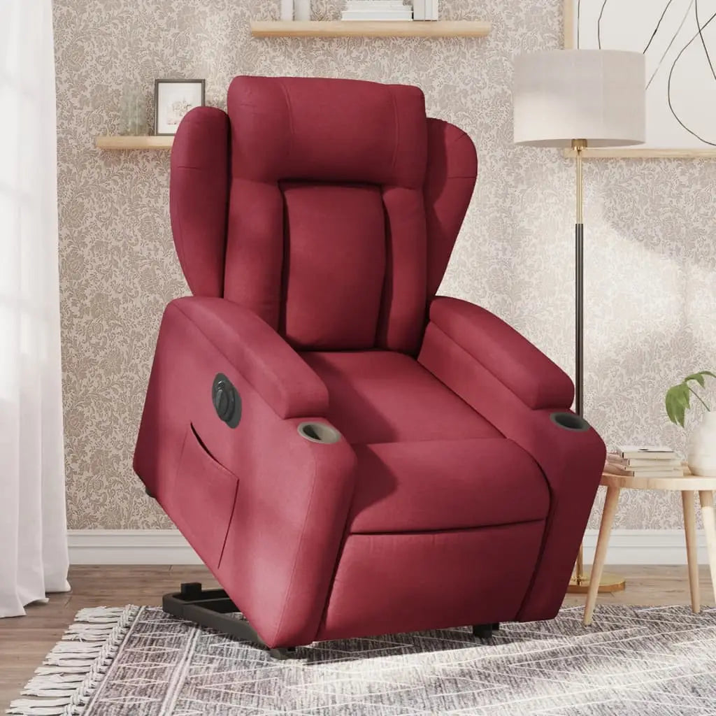 Fauteuil inclinable électrique rouge bordeaux tissu - XIOS