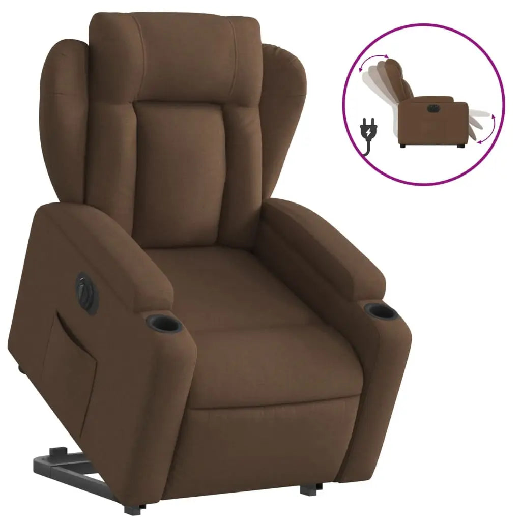 Fauteuil inclinable électrique marron tissu - XIOS