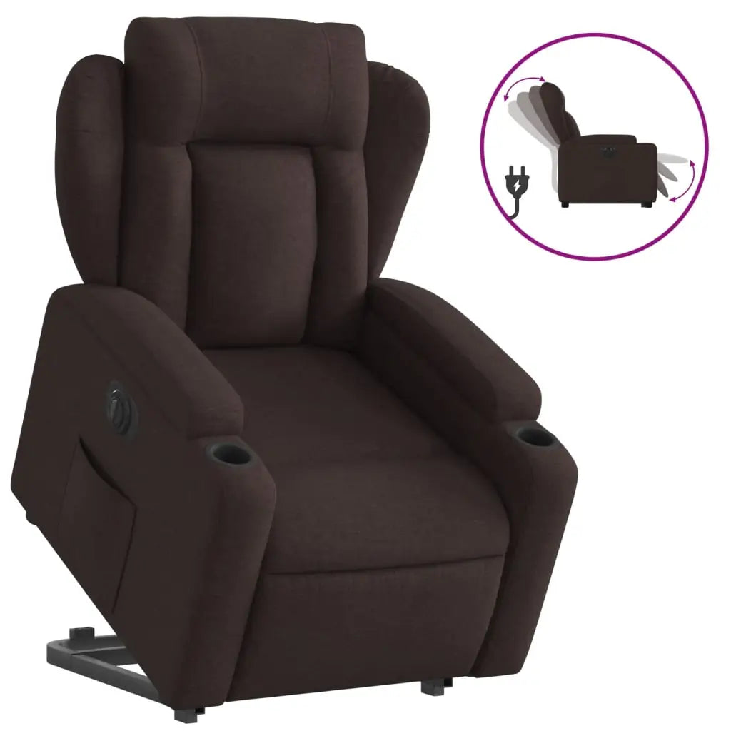 Fauteuil inclinable électrique marron foncé tissu - XIOS